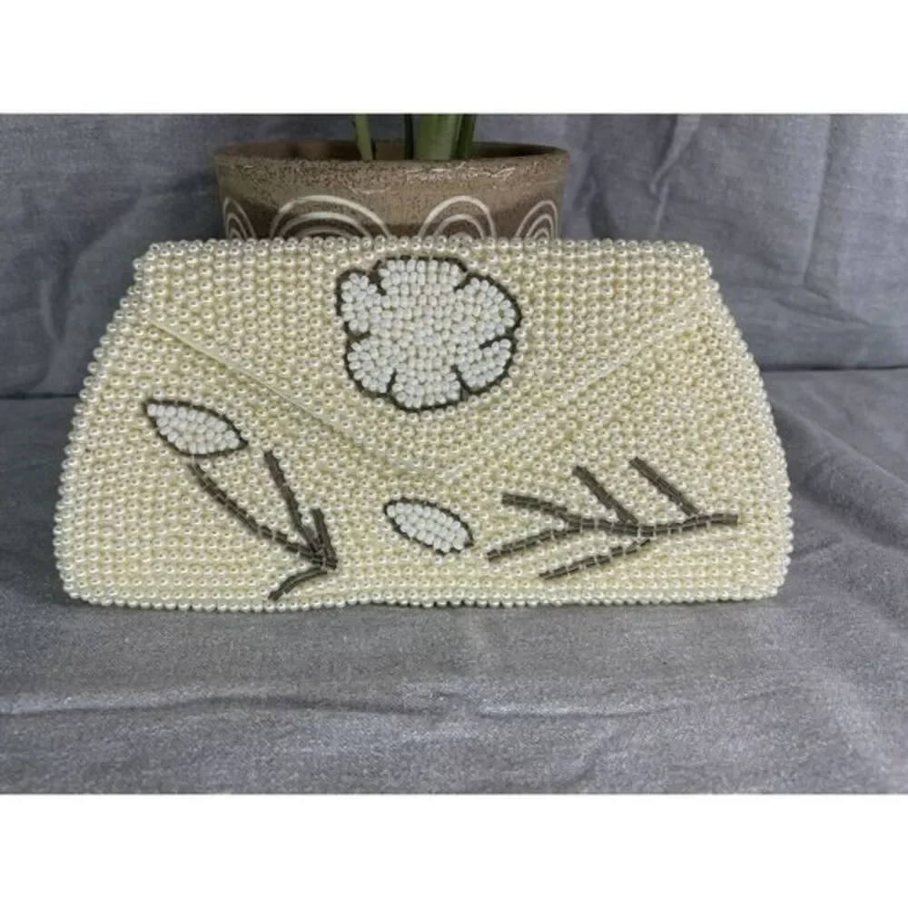 Rare Vintage Beaded Hand Bag Clutch Dress‎ Fancy Posh Special Wedding
